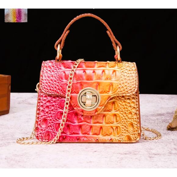 Purse Women Mini Multicolored Crocodile Print Small Handbag - Picture 1 of 2
